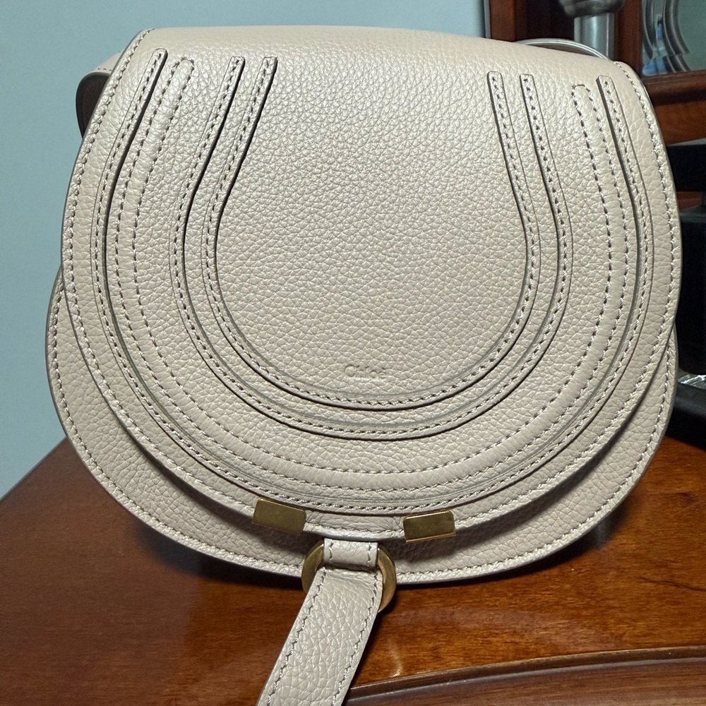 Chloe Crossbody Bag in Taupe Beige with Gold Hardware - Picture 9 of 12